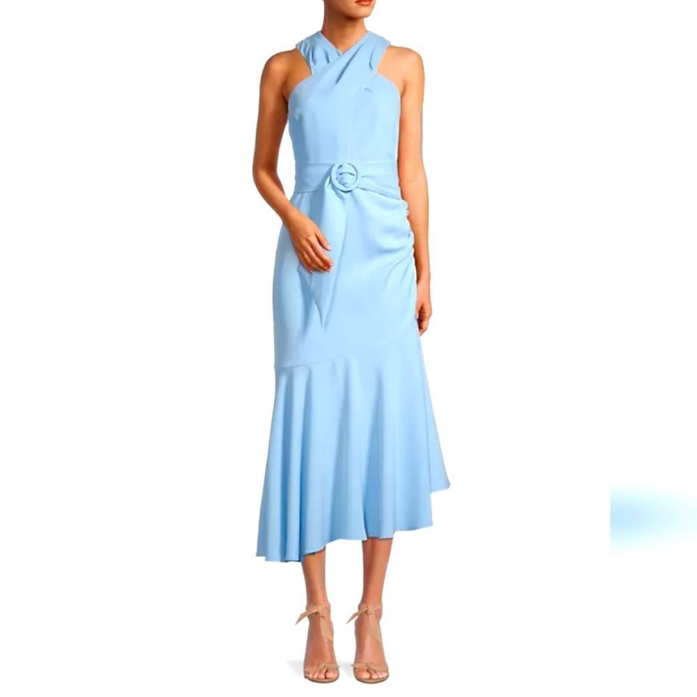Sachin & Babi Naomi Chambray Blue Halter Cocktail Dress Size 8